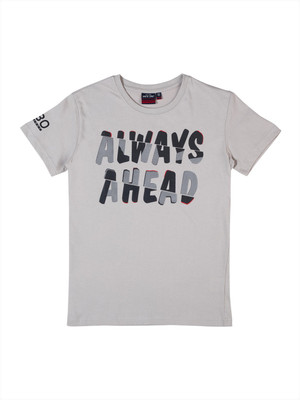 GINI & JONY Baby Boys Typography, Printed Cotton Blend Regular T Shirt(Grey, Pack of 1)