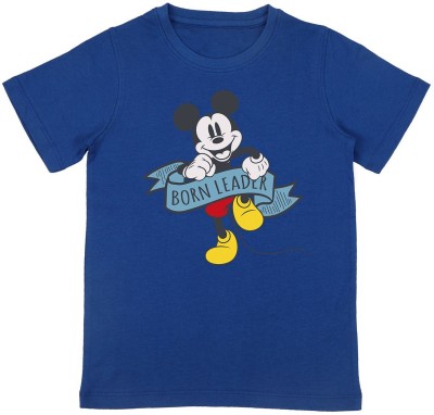 Mickey Mouse Family Boys Graphic Print Pure Cotton Regular T Shirt(Blue, Pack of 1)