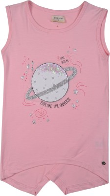 GINI & JONY Girls Casual Cotton Blend Knit Top(Pink, Pack of 1)