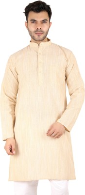 Latest Chikan Men Self Design Straight Kurta(Beige)