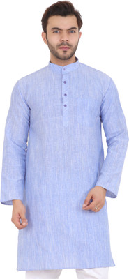Latest Chikan Men Self Design Straight Kurta(Blue)