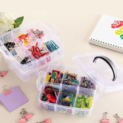 TINSUHG 3 Layer-18 Grids Transparent Plastic Organizer multipurpose Vanity Box(White)