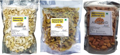 Debankan's Natural DF Dry Fruits Festive Gift Pack for Diwali, Almonds, Broken Cashew, Raisins Almonds, Cashews, Raisins(3 x 250 g)