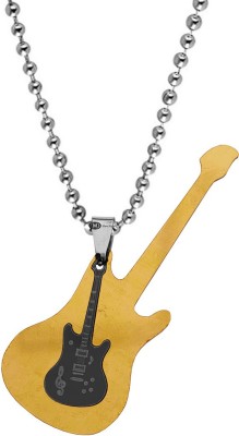 M Men Style Rock Star Jewelry Music Note Electric Guitar Locket Pendant Necklace Chain Lover Gift for Men & Women Titanium Stainless Steel Pendant