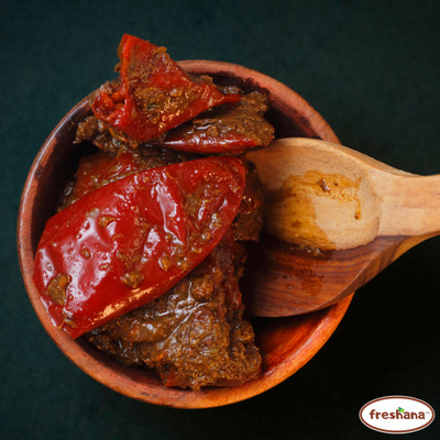freshana Stuffed Red Chillies Lal Mirchi Ka Achar Homemade Stuffed Red Chilli Pickle(400 g)