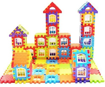 AEXONIZ TOYS 72 Pcs Blocks House Multi Color Building Blocks with Smooth Rounded Edges - Building Blocks for Kids - Blocks Game for 3 Years Old Girls & Boys(Multicolor)