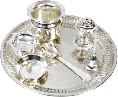 ME&YOU Indian Traditional Ahoi Ashtami Steel Pooja Thali Set Steel(7 Pieces, Silver)