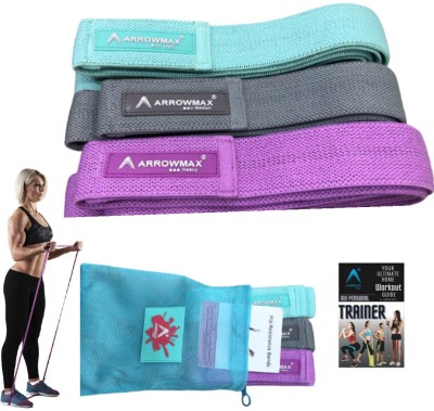 ArrowMax FABRIC PULL UP RESISTANCE POWER BANDS SET OF 3 ANTI SLIP WITH BAG Resistance Tube(Multicolor)