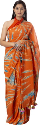 Pallo Latke Dyed Bandhani Pure Cotton Saree(Orange)