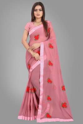 JSItaliya Embroidered Bollywood Georgette Saree(Pink)