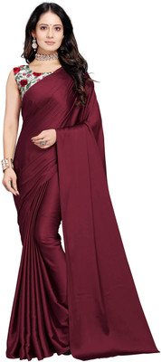 ANANT DESIGNER STUDIO Solid/Plain Bollywood Satin Saree(Maroon)
