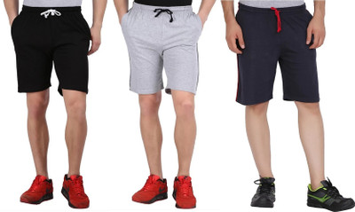 MADMAN Solid Men Black, Grey, Dark Blue Basic Shorts