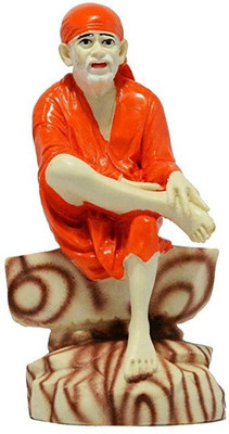 krishnagallery1 Orange Sai Baba Marble Finish Sai Baba Statue , Sai Baba Idol , Love Couple ( Home Temple Poojan USe , Office temple , Gifted use Pooja Idol Statue ) Decorative Showpiece - 12 cm(Marble, Multicolor)