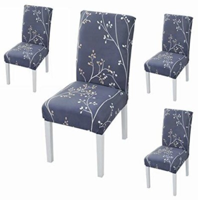 HOUSE OF QUIRK Polyester Floral Chair Cover(Grey Pack of 4)