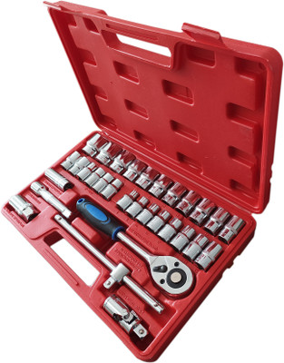 DUMDAAR 32pc/ Set Professional Socket set Ratchet type 1/2 inch (Pack of 1 ) Socket Set(Pack of 32)