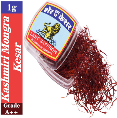 LION Saffron 1g Pure Kashmiri Mongra Kesar Value Pack Grade A++ for Pregnant Women, Pooja, Biryani, Tilak, Milk and Skin(1 g)