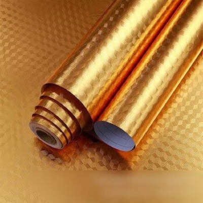 VVG TRADERS 154.94 cm Kitchen Golden Oil Proof Waterproof Paper Aluminum Foil Backsplash Sticker Stove Cabinet Liner Decor Self Adhesive Wallpapers (200cm x 60cm,Gold) Self Adhesive Sticker(Pack of 1)