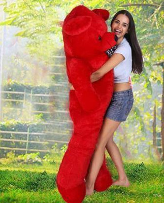 ShopGlobal 3 feet BiG teddy Rec ultra soft and cute -90..5 cm (Red - 90 cm(Red)