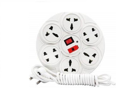 Leavess extension board with one switch 8 scoket one fuse and one led 6  Socket Extension Boards(White, 3 m)