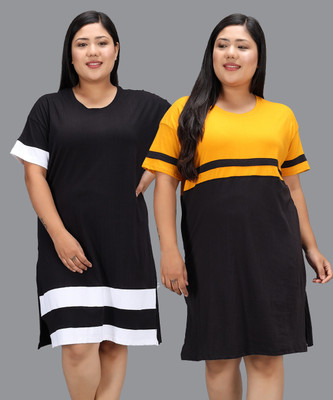 Christy World Colorblock Women Round Neck Multicolor T-Shirt