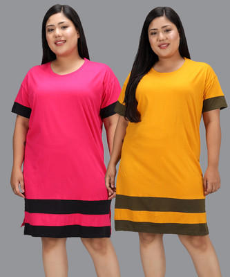 Christy World Colorblock Women Round Neck Multicolor T-Shirt