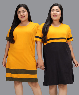 Christy World Colorblock Women Round Neck Multicolor T-Shirt