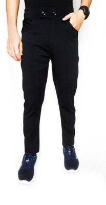 RKM STORE Solid Men Black Track Pants