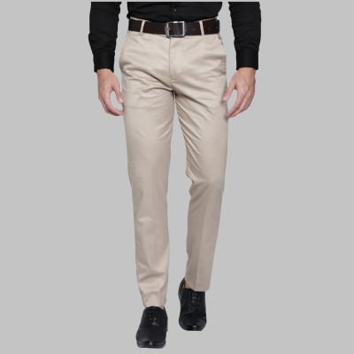 HAUL CHIC Slim Fit Men Cream Trousers