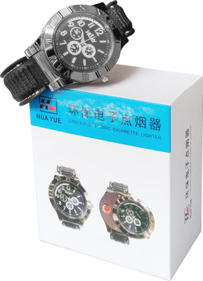 Black Camel 2 in 1 Cigarette Lighter With Analog Men Wrist Watch | 200-300 Time Ignition After Full Charged |Beautiful Gifting Box- Perfect Gift For Cigarette Lovers ™ Superior Quality Men's USB Rechargeable Cigarette Cigar Lighter Watch Novelty Cool Lighters Windproof Unique Designer Analog Wrist W