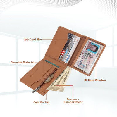 WILD EDGE Men Tan Genuine Leather Wallet(9 Card Slots)