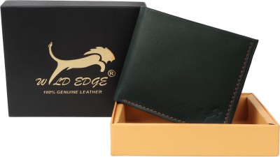 WILD EDGE Men Formal Green Genuine Leather Wallet(10 Card Slots)