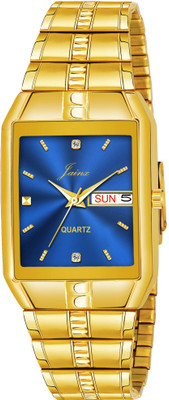 JAINX Blue Dial Premium Day and Date Feature Golden Analog Watch  - For Men