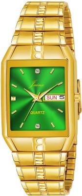 Jainx Green Dial Premium Day and Date Feature Golden Analog Watch  - For Men