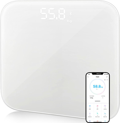 Carent JPD-700A Digital Personal Bluetooth Body Composition Weighing Scale Monitor Electronic Weight check Machine With Body Fat Analyzer For Human Body Men & Women Weighing Scale(White)