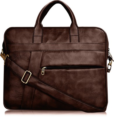 PPARROT Brown Color Faux Leather 10L Office Laptop Bag For Men & Women BG18 Waterproof Messenger Bag(Brown, 10 L)