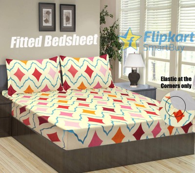 Flipkart SmartBuy 144 TC Microfiber Double Abstract Fitted (Elastic) Bedsheet(Pack of 1, Multicolor)