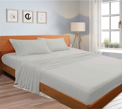 curious lifestyle 210 TC Cotton Single Solid Flat Bedsheet(Pack of 1, White)