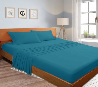 curious lifestyle 210 TC Cotton Double Solid Flat Bedsheet(Pack of 1, Sky blue)