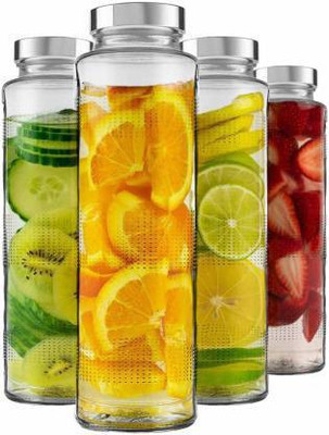 CROCO JAR Glass Food Grade Water Bottle 750 ml Bottle(Pack of 4, Clear, Glass)