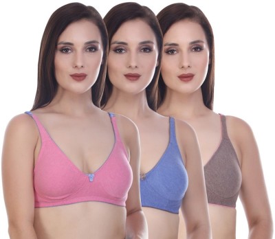 Funahme Seamless Women T-Shirt Non Padded Bra(Multicolor)