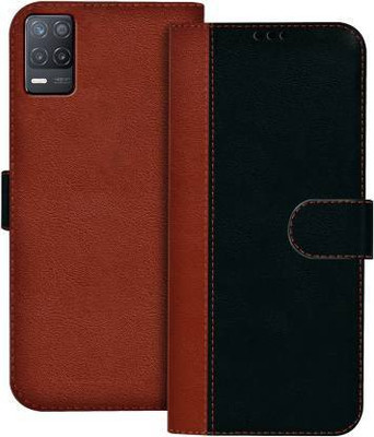 Mycos Flip Cover for Realme Narzo 30 5G(Black, Brown, Shock Proof, Pack of: 1)