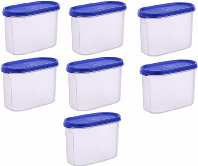 OMORTEX Plastic Grocery Container  - 1000 ml(Pack of 7, Blue, Clear)