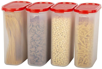 Tuqqerwere Polypropylene Grocery Container  - 1700 ml(Pack of 6, Red)