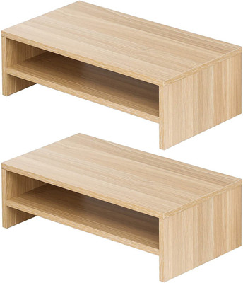 UniAart 2 Compartments Wooden Set of 2 Monitor Stand Riser(Brown)