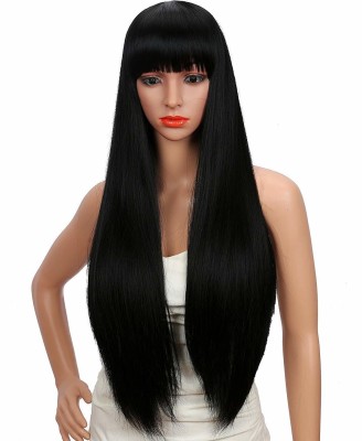 ASG 28 Inch Long Front Fringe Synthetic Fibre Straight Full Head Wig / Extension Hair Extension