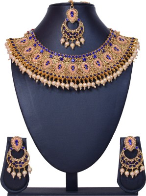 KAHAR CREATION Alloy Gold-plated Blue Jewellery Set(Pack of 1)