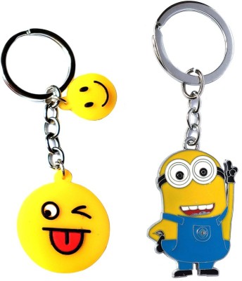 Meeko.com minion metal keychain along with smiley keyring Key Chain