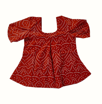 B3 FASHION WORLD Girls Casual Cotton Blend Balloon Top(Red, Pack of 1)
