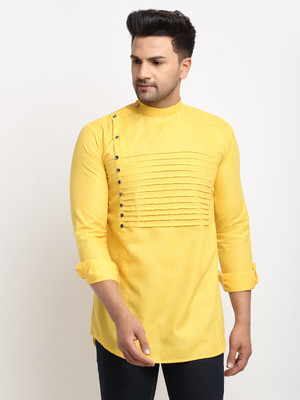 SAIFOO Men Solid Straight Kurta(White)