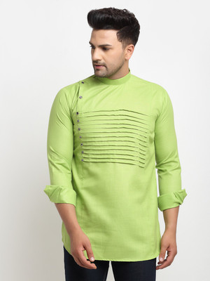 SAIFOO Men Solid Straight Kurta(Green)